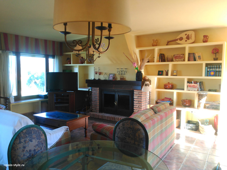 Living room with a fireplace