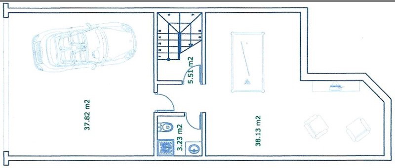 Планировка подземного этажа - гараж и игровая комната