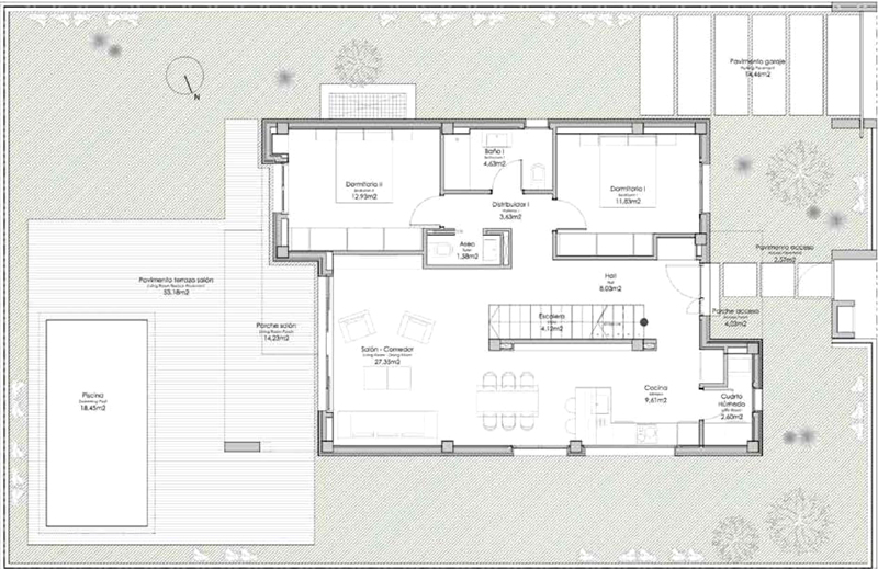 Plano, 3 dormitorios, Chalets modernos en Torre del Mar