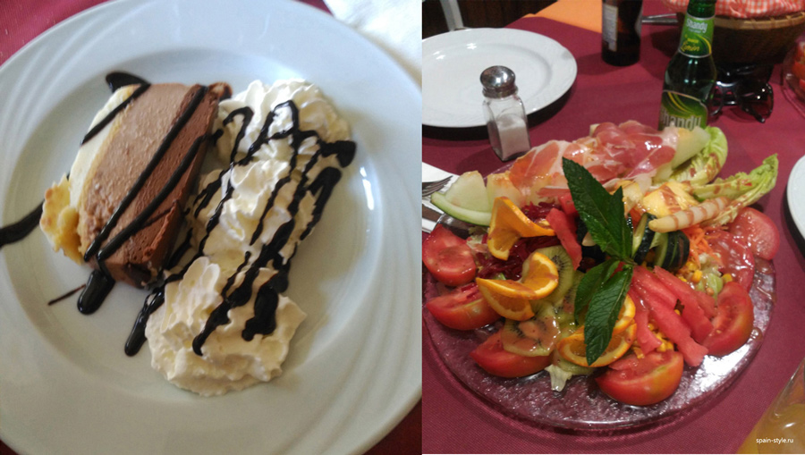 Блюда и десерты в местном ресторане в Тревелесе
