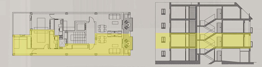 Планировка апартаментов на первом этаже BajoA