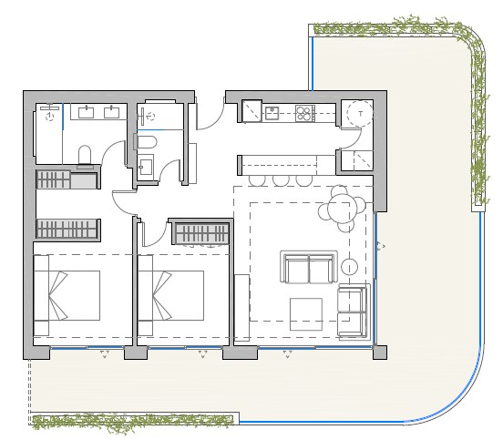 Пример планировки квартиры 2 спальни
