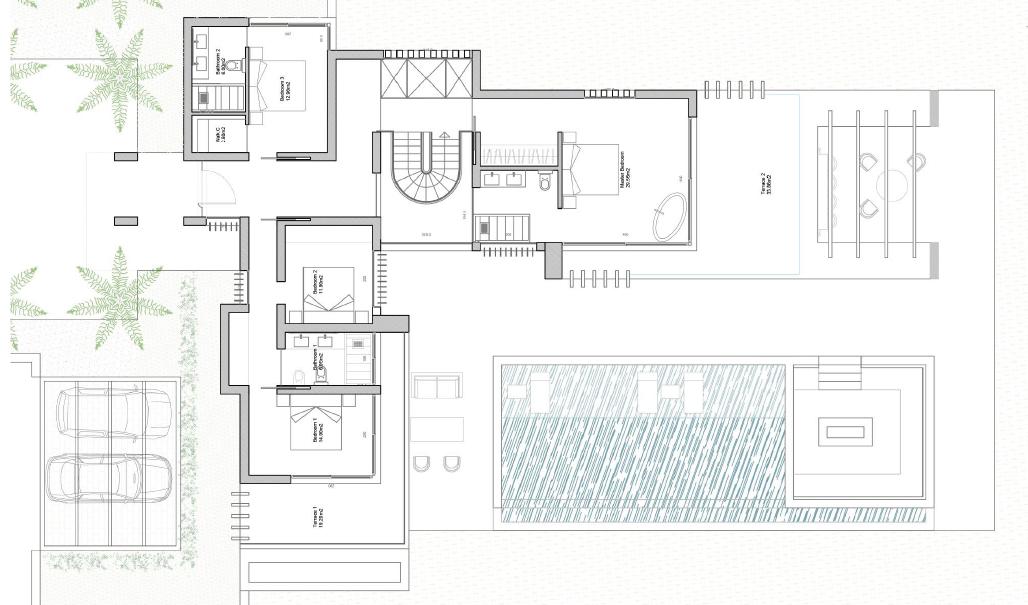 Segunda planta, Chalet de lujo sobre el plano en Benahavís