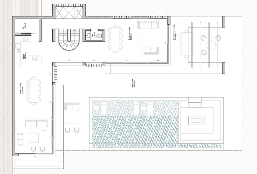 Primera planta, Chalet de lujo sobre el plano en Benahavís