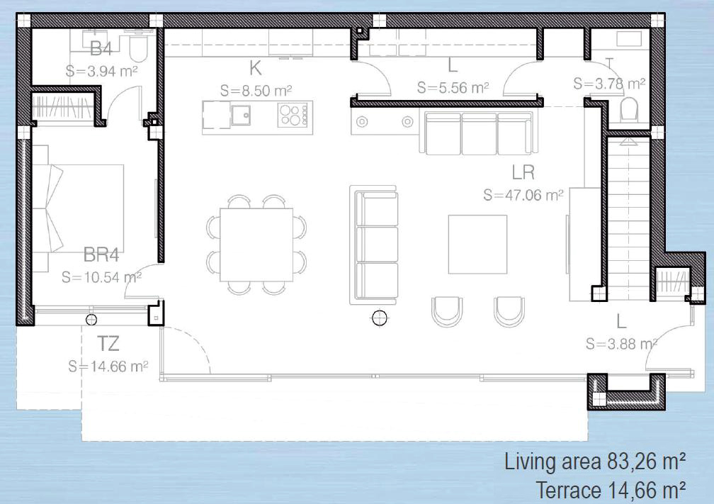 Primera planta, dormitorio, cocina y comedor, Chalet de lujo sobre el plano en Estepona