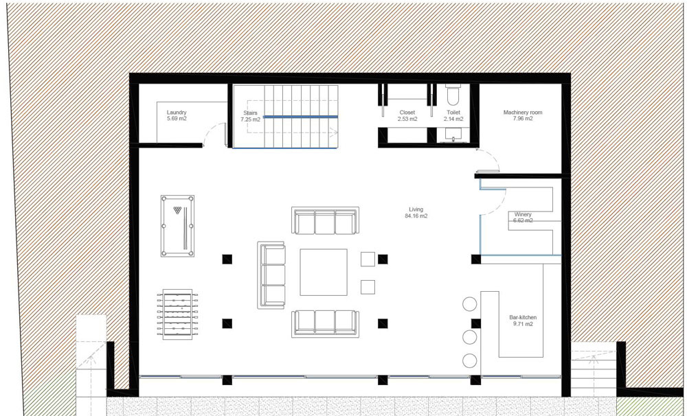 Нижний этаж, New second line golf villa in Estepona