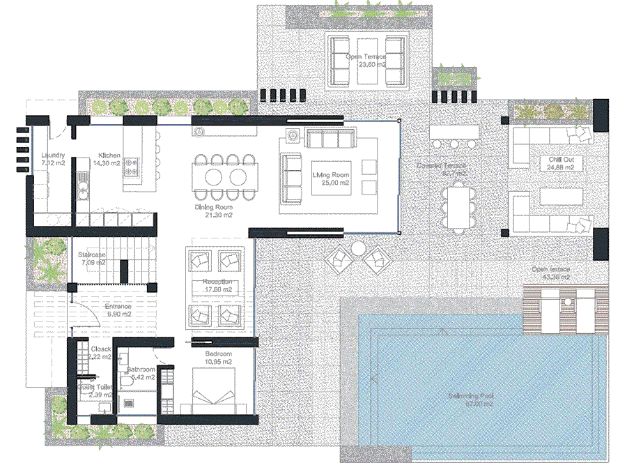 Planta primera de la villa tipo A