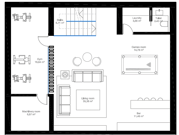 El plano del sótano, Villas de lujo sobre plano en Manilva