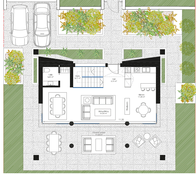 La planta primera, Villas de lujo sobre plano en Manilva