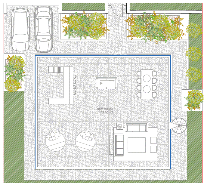 Plano de la azotea, Villas de lujo sobre plano en Manilva