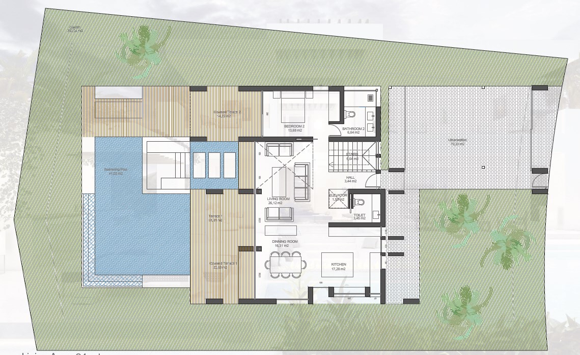 El plano de la planta segunda, Chalets nuevos sobre plano en Mijas