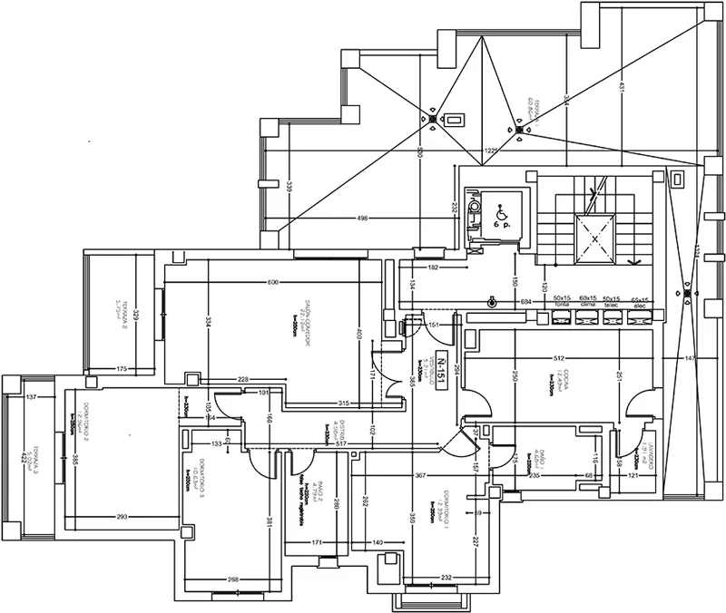 El plano de los apartamentos 3 dormitorios: