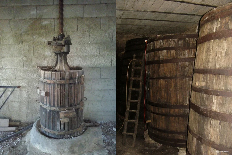 Equipamiento histórico y barricas de roble